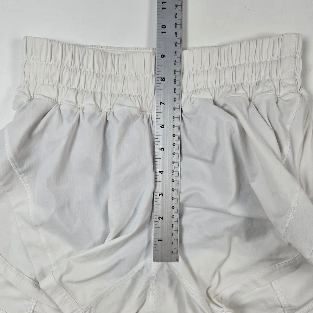 Lululemon Track That Shorts Women 6 White High Rise Smocked Waist Running Gym - Picture 8 of 9